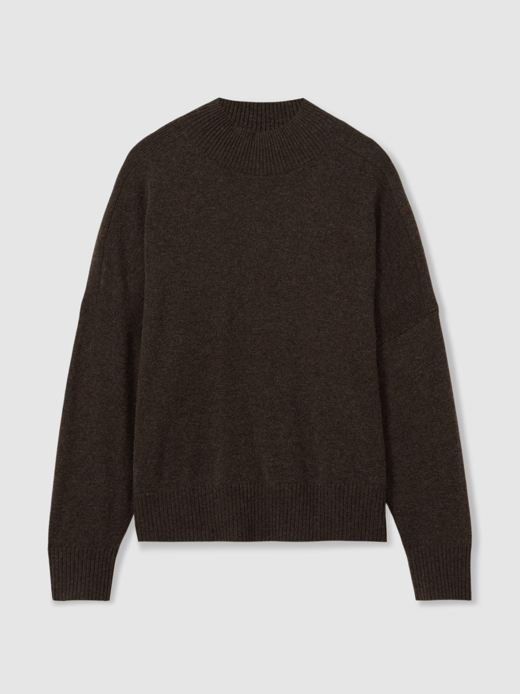 Reiss Wool Blend Funnel Neck Jumper in Chocolate | REISS | Reiss US