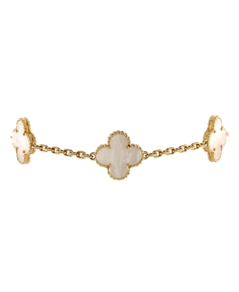 Pre-Owned Van Cleef & Arpels Vintage Alhambra 5 Motifs Bracelet 18K Gold and Mother of Pearl | Bloomingdale's (US)
