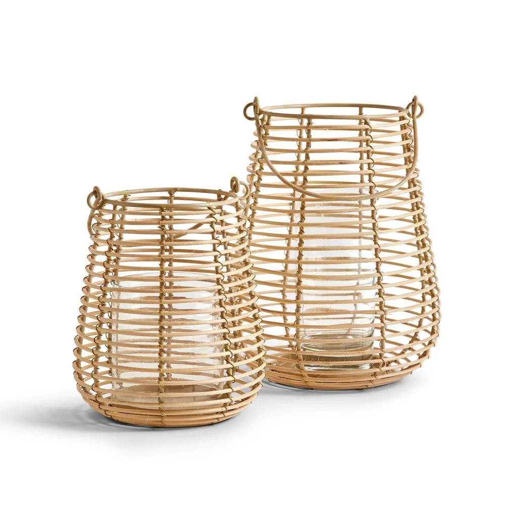Two's Company Horizontal Cane Weave Set of 2 Lanterns | Walmart (US)