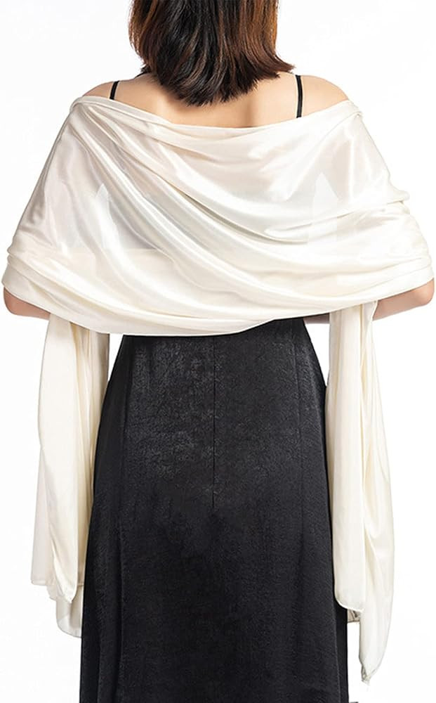 Ralcosuss Women’s Satin Silk Shawl and Wrap for Evening Party Dresses Bridal Bridesmaid Wedding... | Amazon (US)