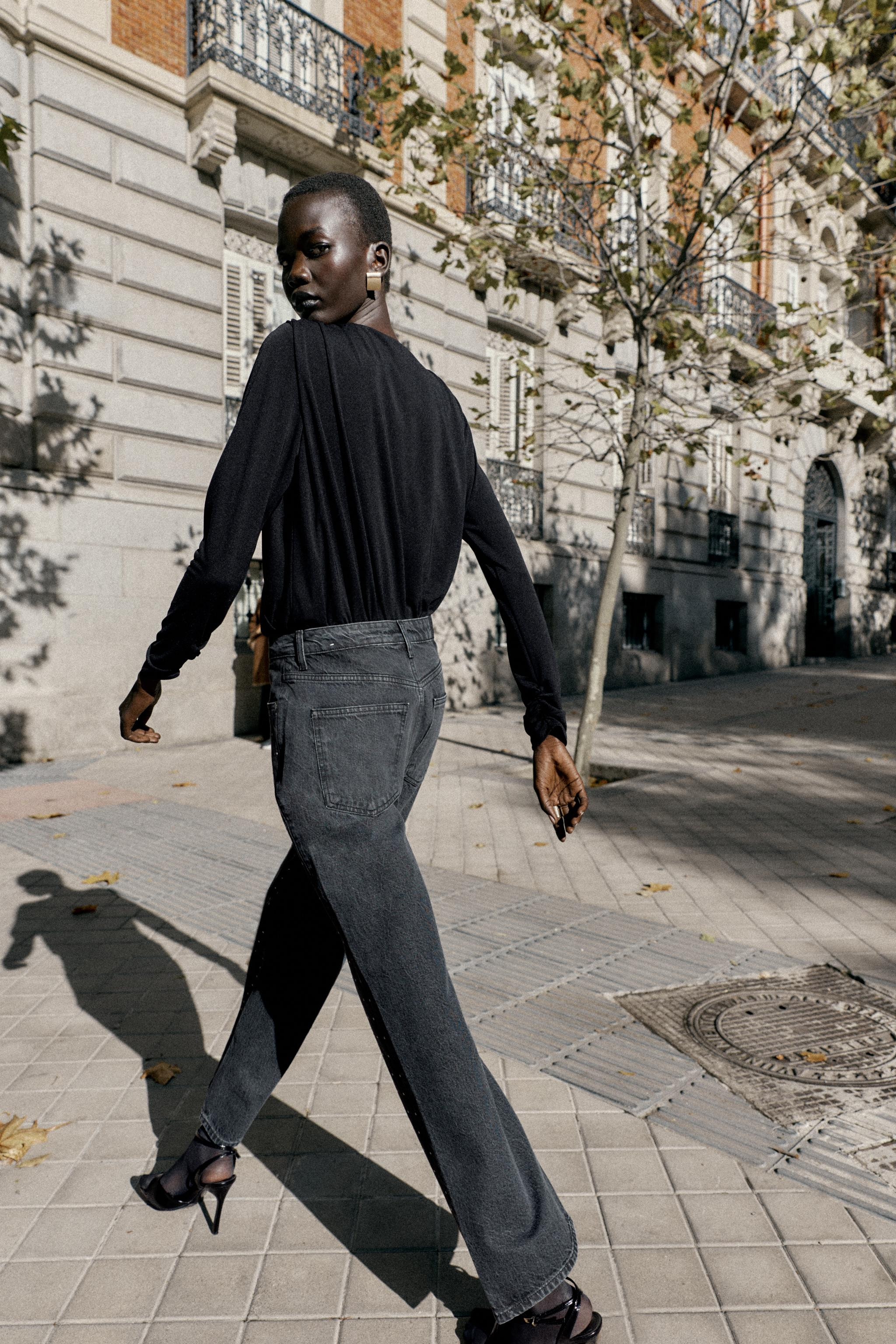 Z1975 LOOSE STRAIGHT HIGH-WAIST SHINY JEANS | Zara UK