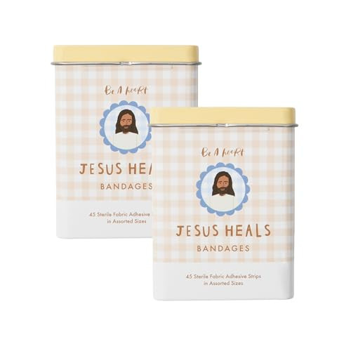 Be A Heart – Jesus Heals Bandages, 2-Pack Cottage Collection | 90 Assorted Fabric Adhesive Bandages | Cute Faith-Based Band-Aids for Kids & Adults (2 Bandage Tins - 45 in Each) | Amazon (US)