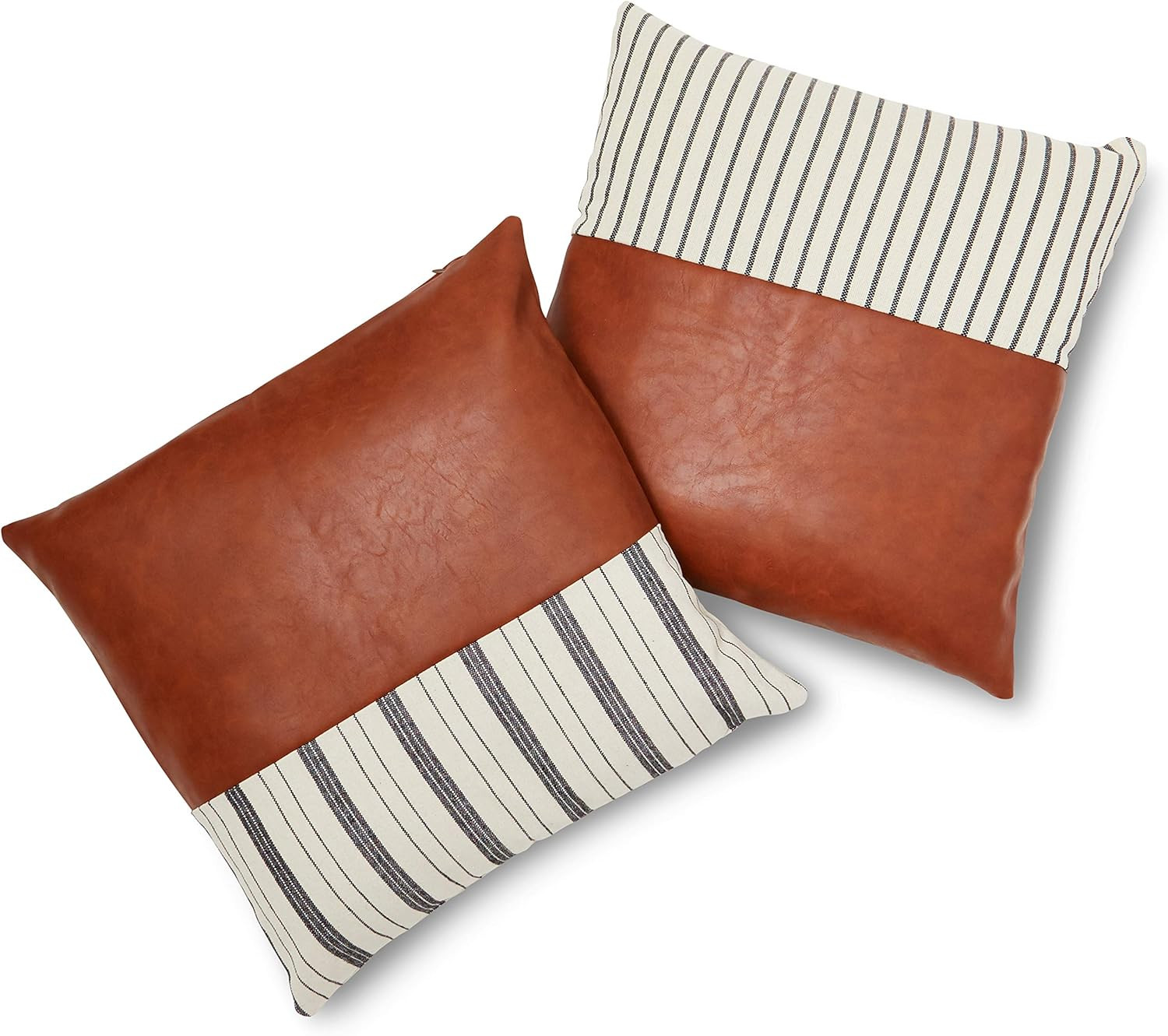 Leather Throw Pillow Covers/Pillow cases for Couch-Set of 2-faux-Pillow Protectors-Decorative pil... | Amazon (US)