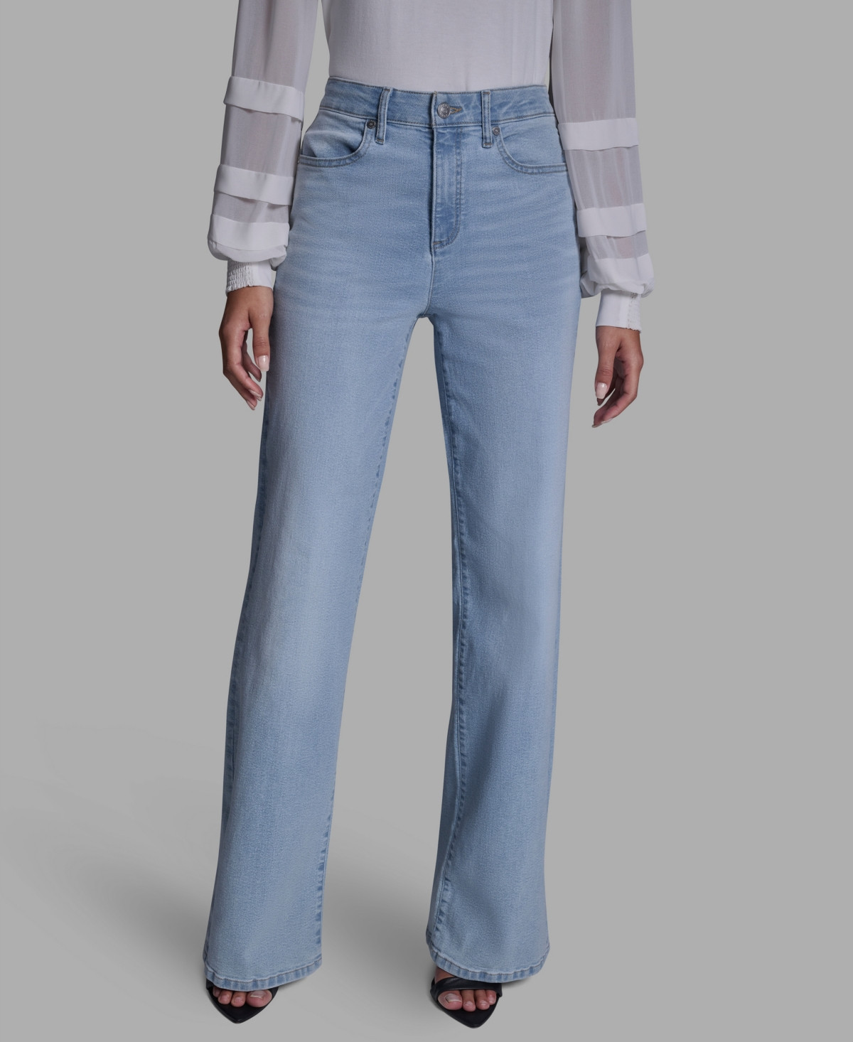 Bcbg Women's Wide Leg Mid Rise Jeans - Ocean Air Wash | Macy's