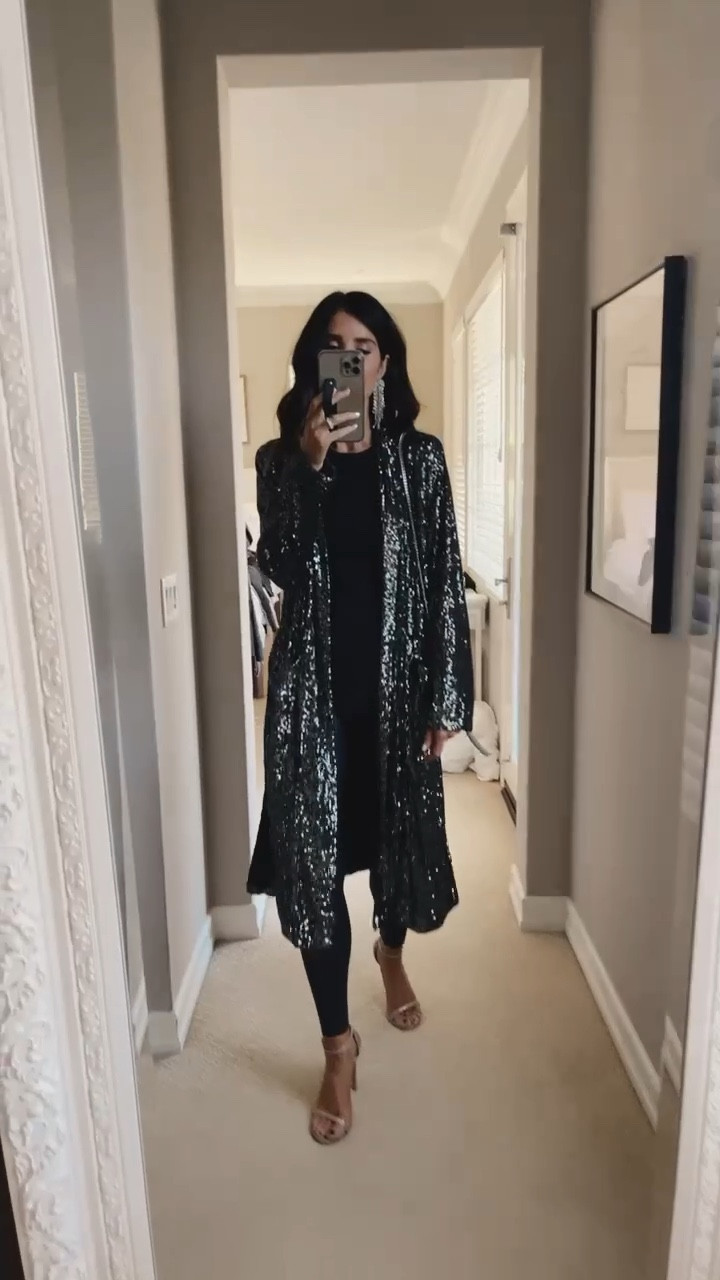 My faux leather leggings are currently on sale! I’m just shy of 5’7 and sized up to a Small. Wearing a size small duster.  
Holiday style, holiday fashion, StylinByAylin XS

#LTKunder100 #LTKstyletip #LTKSeasonal