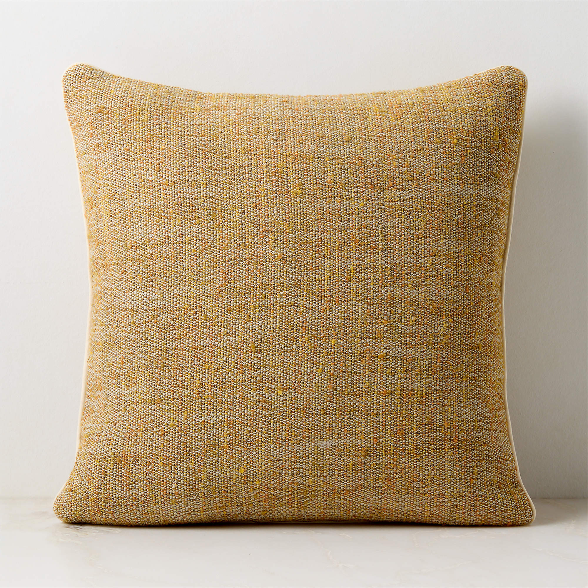 Strada Dull Gold Tweed Italian Wool Throw Pillow Cover 20"x20" | CB2 | CB2