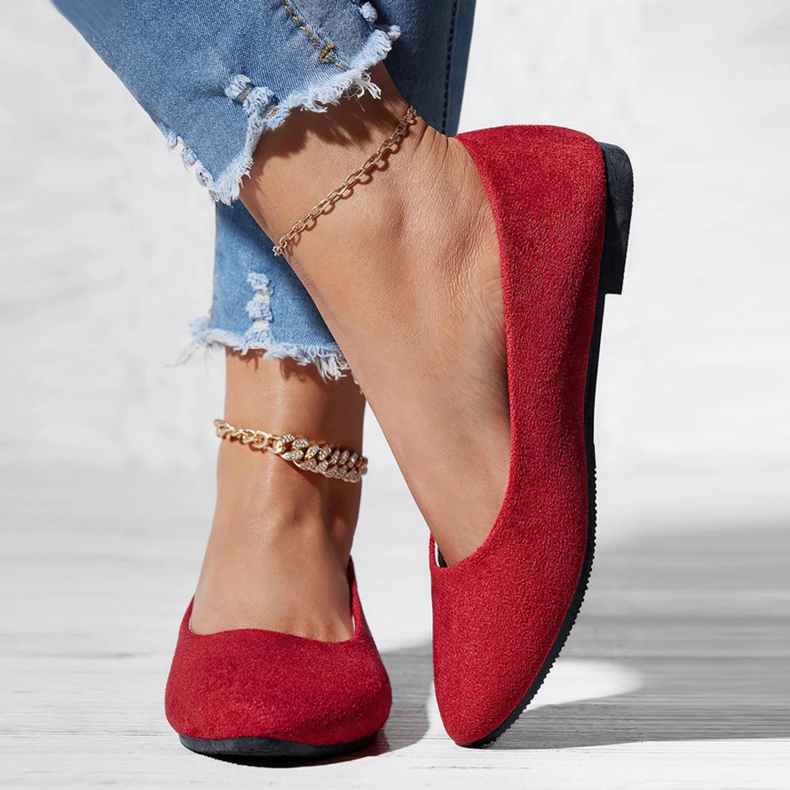 Miluxas Flat Shoes Women Comfortable Slip on Women's Flats Clearance Red 8.5(41) - Walmart.com | Walmart (US)