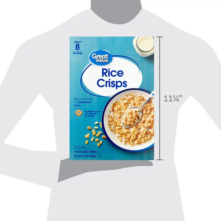 Great Value Toasted Rice Crisps Breakfast Cereal, 12 oz | Walmart (US)