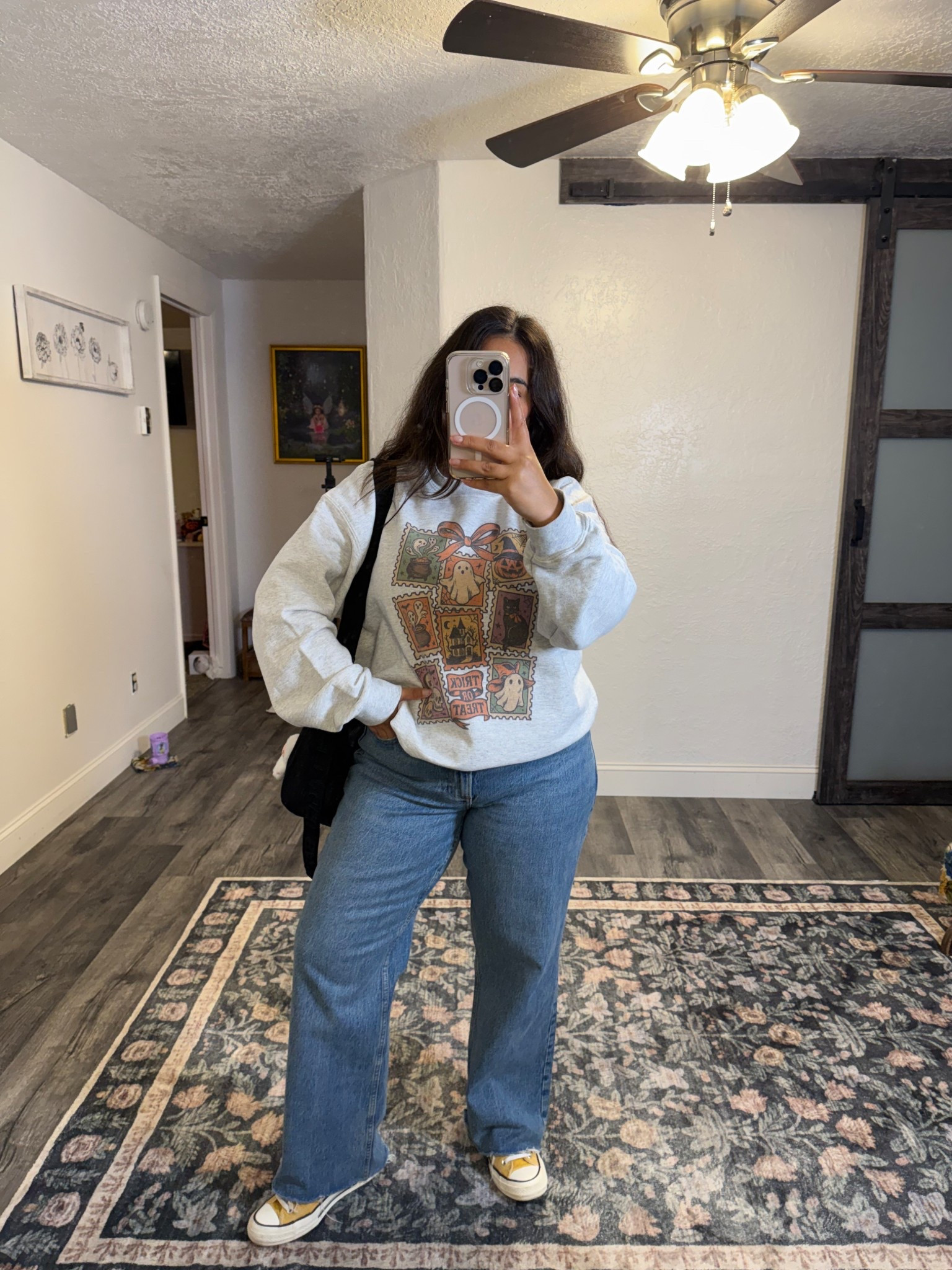 This sweater is from TikTok shop but linking some other Halloween/spooky options 🥰 wearing a 29 short in the jeans 

#LTKMidsize #LTKSaleAlert #LTKPetite