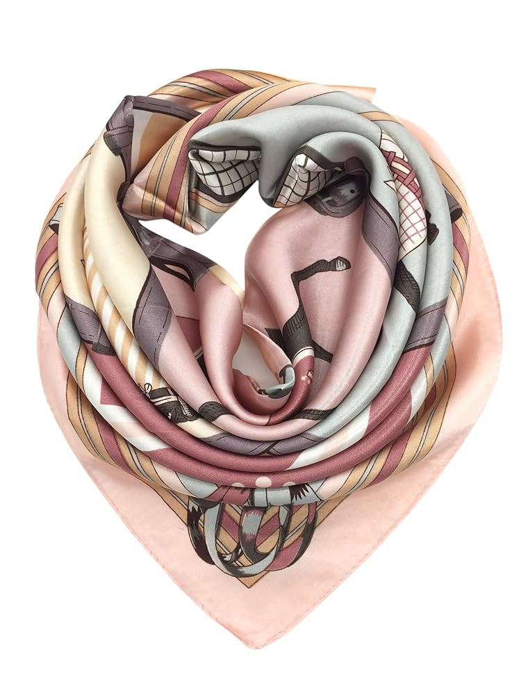 YOUR SMILE Silk Like Scarf Women's Fashion Pattern Large Square Satin Headscarf Headdress | Amazon (US)
