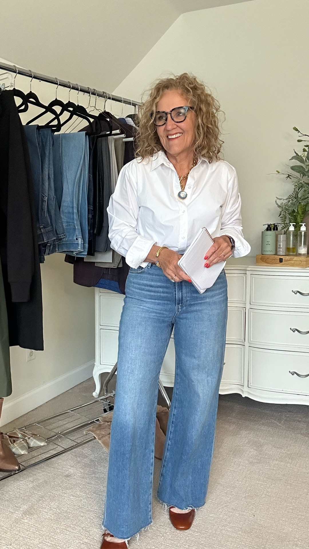 Paige anessa jeans in Nordstrom anniversary sale! Wearing a 29 petite. I’ll link them at Anthro too since they have petites. 
Also linking a few lower prices denim options on the sale 
Quince blouse size medium 
Belt size medium Tory Burch not on sale Julie Vos statement pieces 

#LTKPetite #LTKSaleAlert #LTKOver40