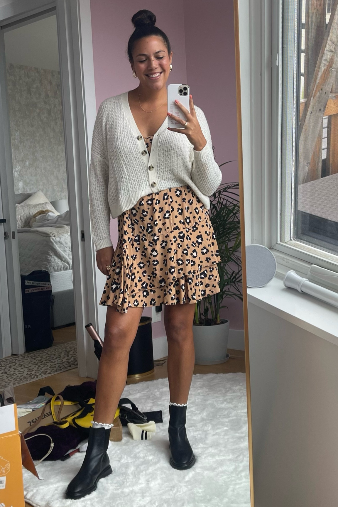 Take your summer sundresses into fall with a quick tuck! This oversized cardigan worked perfectly tucked into a wide belt, and I pulled out most of it for more of a casual look. Ruffle socks peeking out of chelsea boots complete the look!

#LTKstyletip #LTKSeasonal #LTKxMadewell