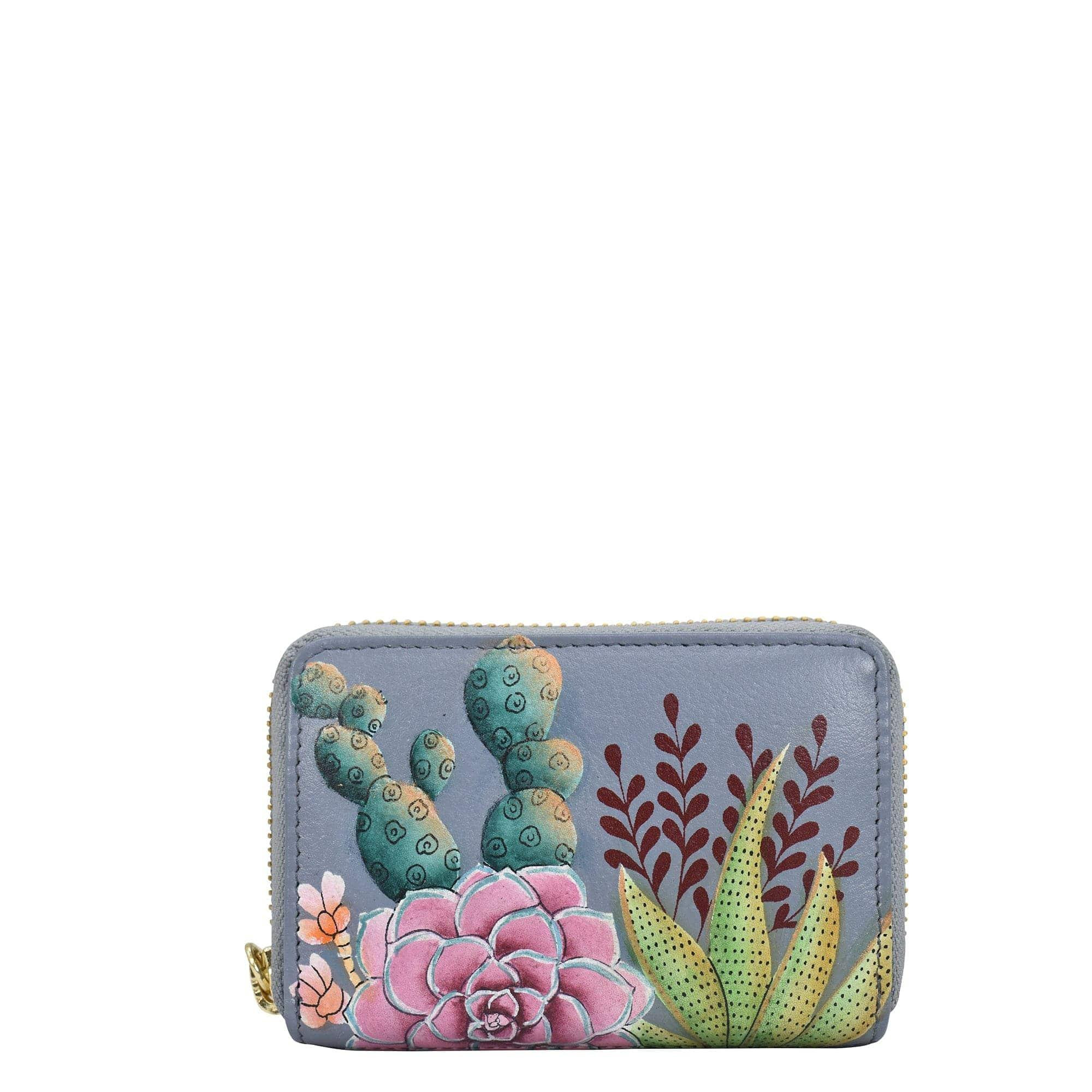 Buy Desert Garden Leather Hand Painted Accordion Style Credit And Business Card Holder - 1110 –... | Anuschka 
