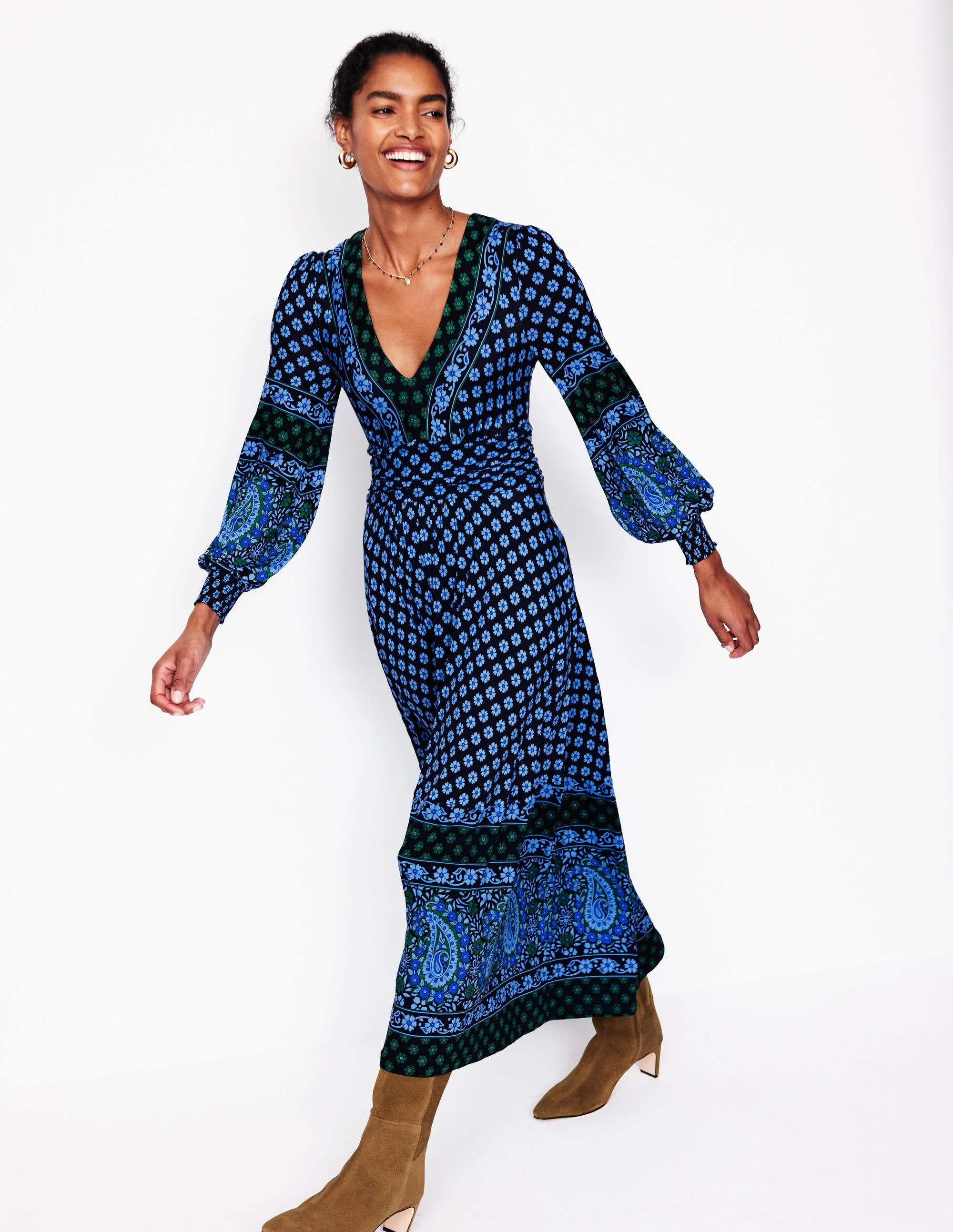 Daphne Jersey Maxi Dress -Dawn Blue, Paisley Posy | Boden (US)