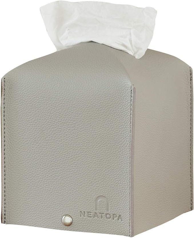 U NEATOPA Square Tissue Box Cover Holder – Modern Decorative Leather Cube Tissues Dispenser Cas... | Amazon (US)