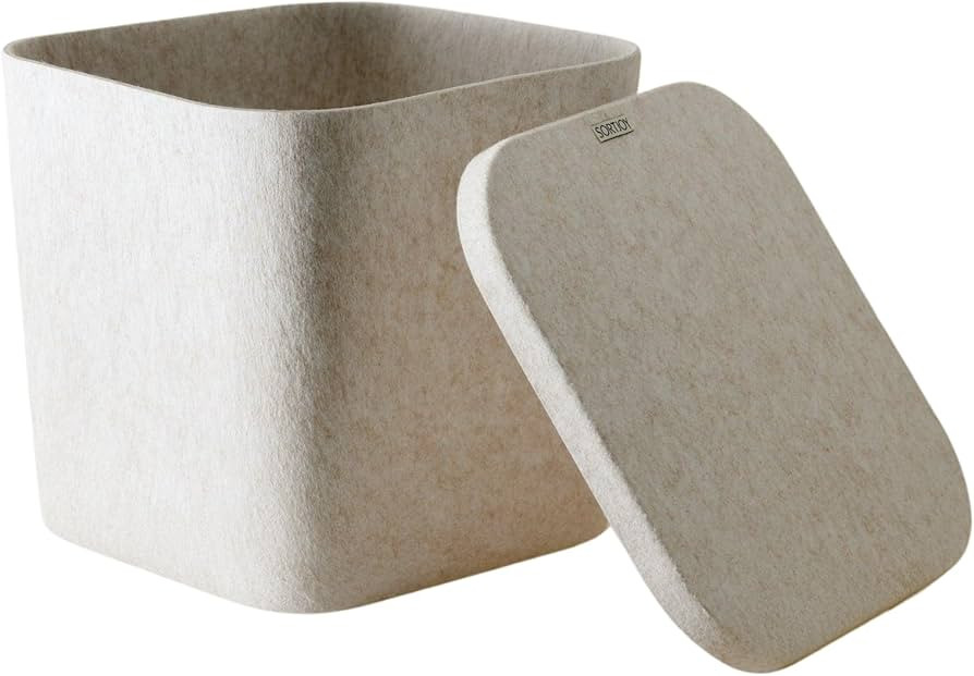 The Original Sculpted Bins With Lids Set of 3 Storage Bin Felt Storage Basket Drawer Organizer Cl... | Amazon (US)