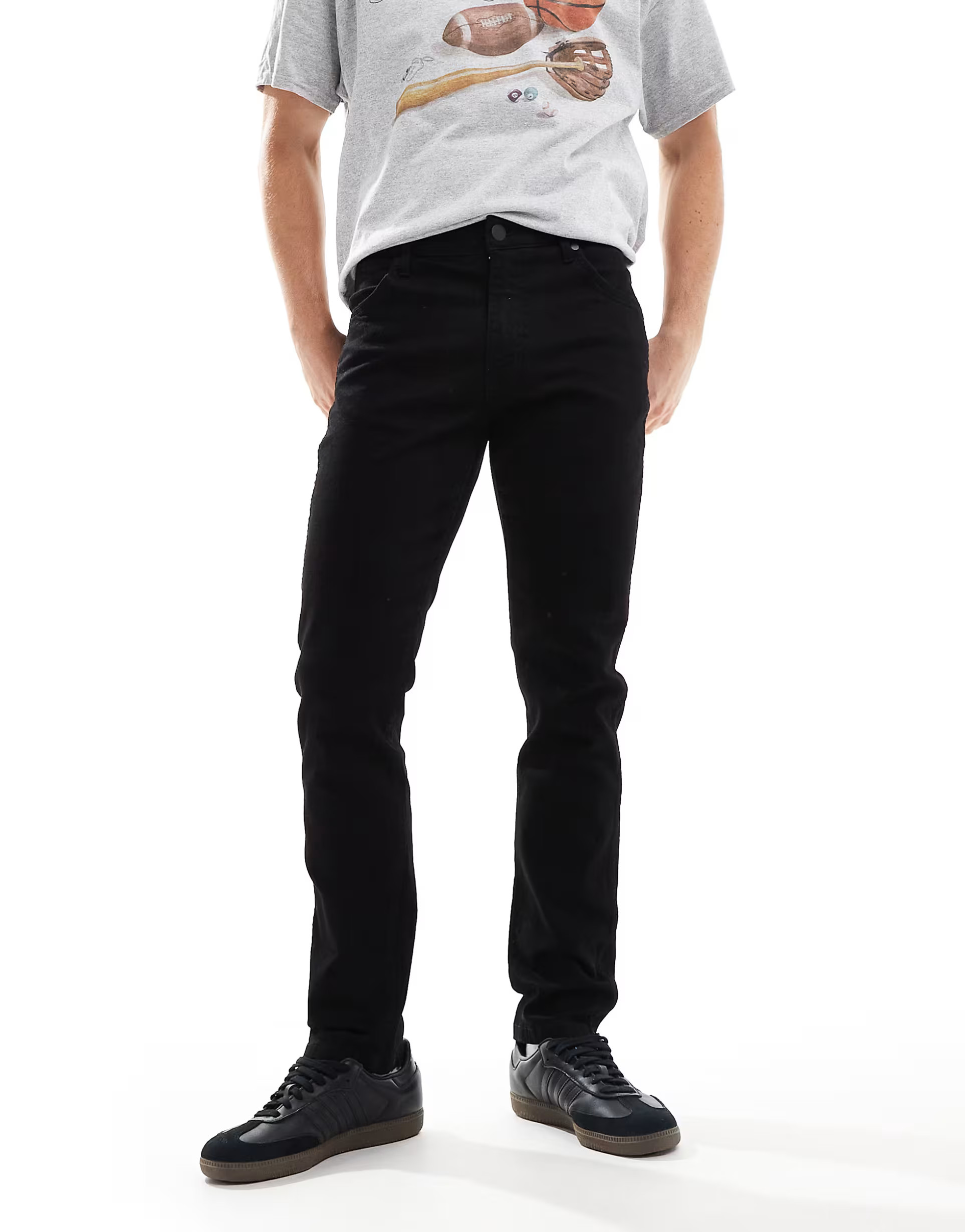 Wrangler Larston slim tapered fit jeans in washed black | ASOS | ASOS (Global)