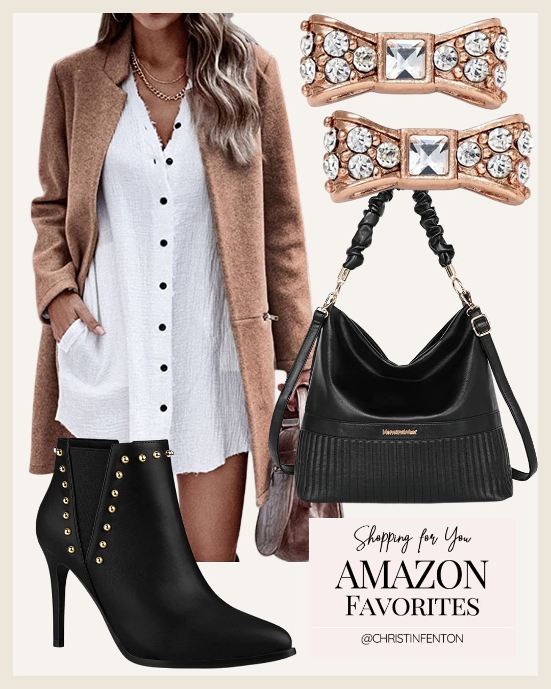 Amazon finds , black booties, gold bow studs 🤍

#LTKMidsize #LTKFindsUnder50 #LTKdayinmylife