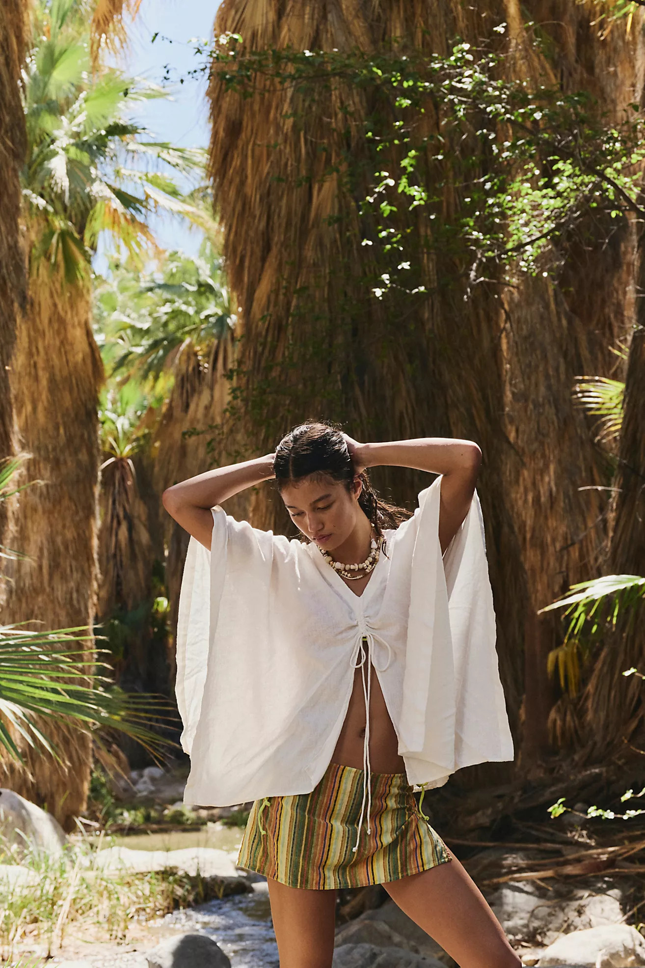 Sandshell Linen Coralyn Convertible Cape Top | Free People (Global - UK&FR Excluded)