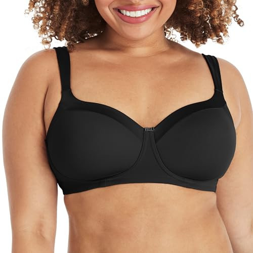 Playtex Secrets Balconette Bra, Full-Coverage Wireless T-Shirt Bra, Balconette Wirefree Full-Figure T-Shirt Bra, Black, 44DDD | Amazon (US)