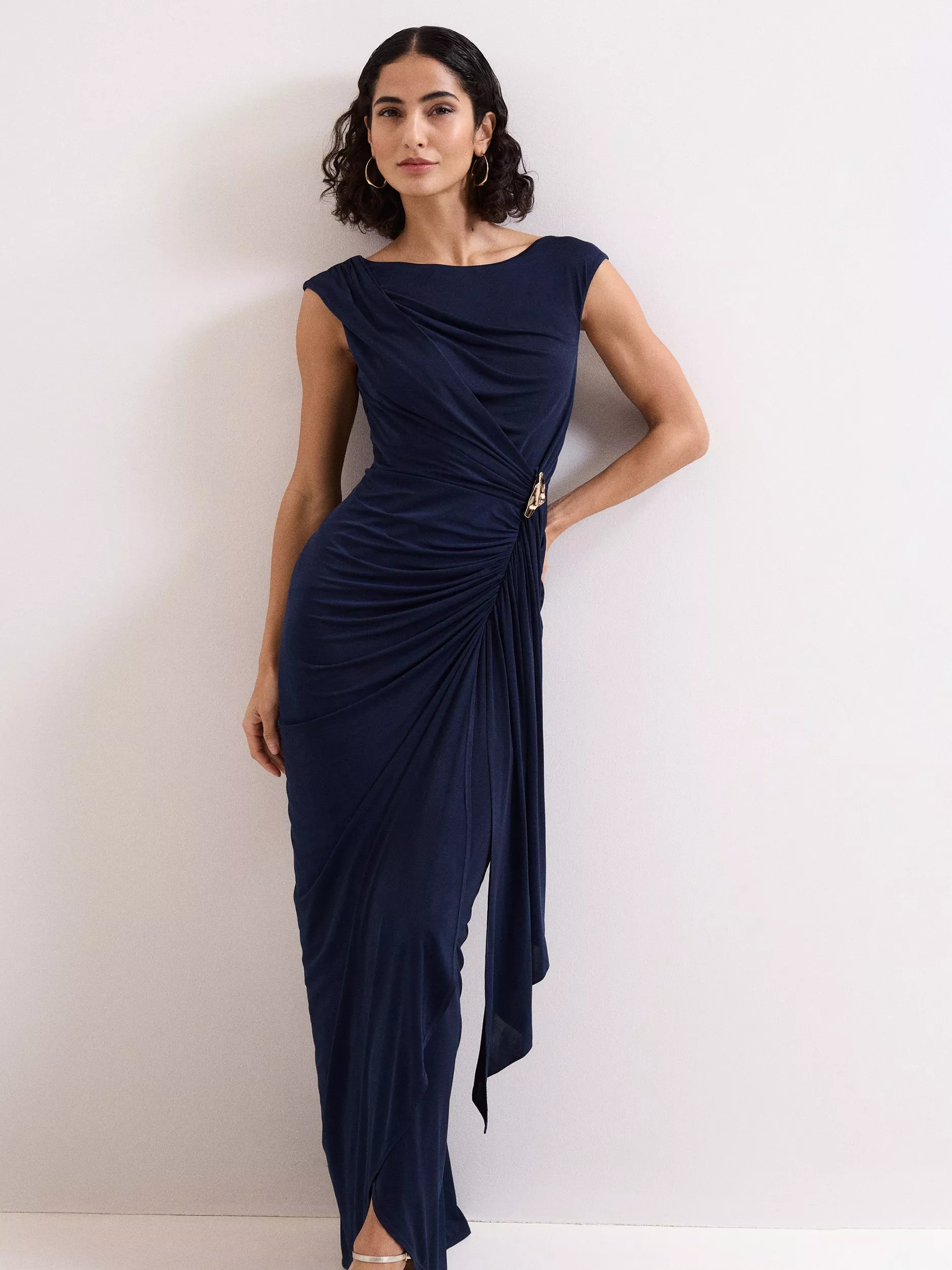 Donna Ruched Maxi Dress, Navy | John Lewis (UK)