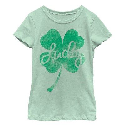 Girl's Lost Gods St. Patrick's Day Lucky Retro Shamrock T-Shirt | Target