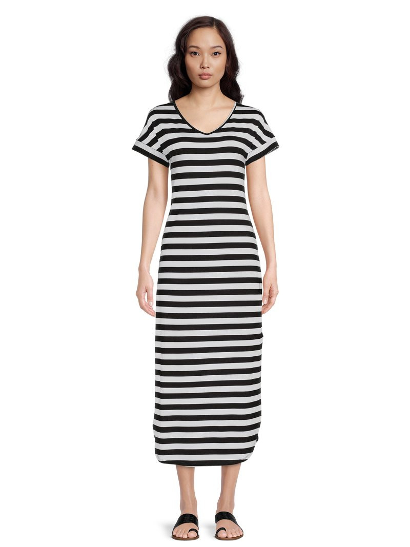 Time and Tru Women's Maxi Dress with Short Sleeves, Sizes XS -XXXL | Walmart (US)