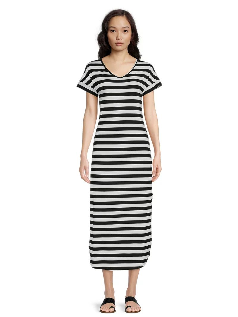 Time and Tru Women's Maxi Dress with Short Sleeves, Sizes XS -XXXL | Walmart (US)