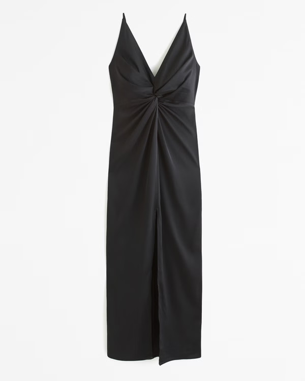 Draped Twist-Front Midi Dress | Abercrombie & Fitch (US)