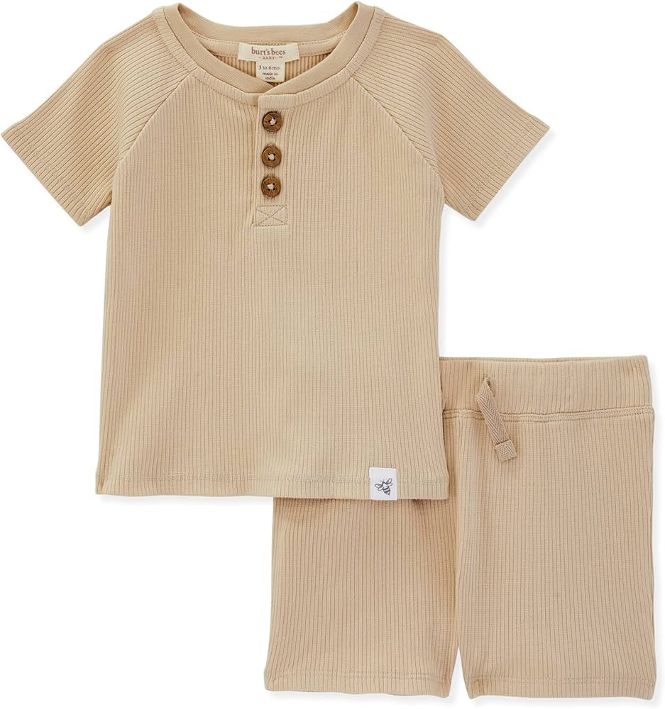Burt's Bees Baby baby-boys Shirt and Pant Set, Top & Bottom Outfit Bundle, 100% Organic Cotton | Amazon (US)
