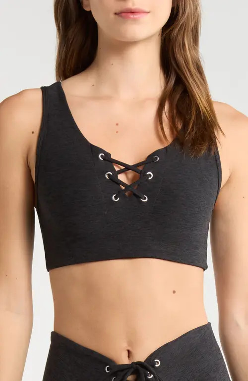Year of Ours Football Stretch Sports Bra in Heather Black at Nordstrom, Size X-Small | Nordstrom
