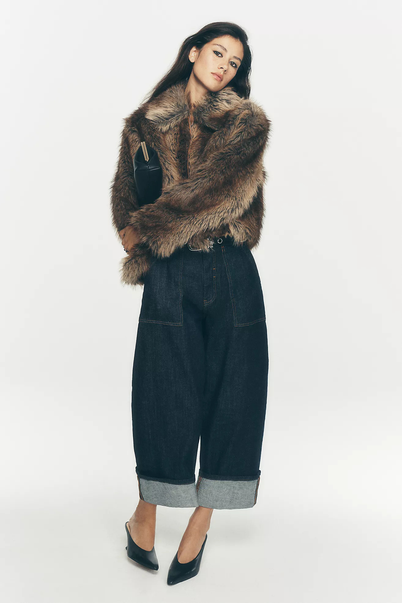 Maeve Cropped Faux Fur Coat | Anthropologie (US)