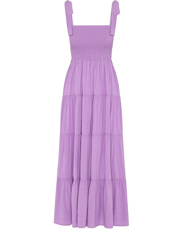 GOLDSTITCH Women's Summer Boho Spaghetti Strap Ruffle A Line Beach Long Maxi Dress | Amazon (US)