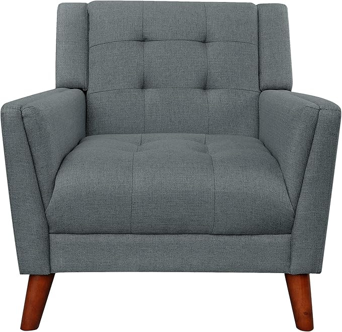 Christopher Knight Home Evelyn Mid Century Modern Fabric Arm Chair, Dark Gray, Walnut | Amazon (US)