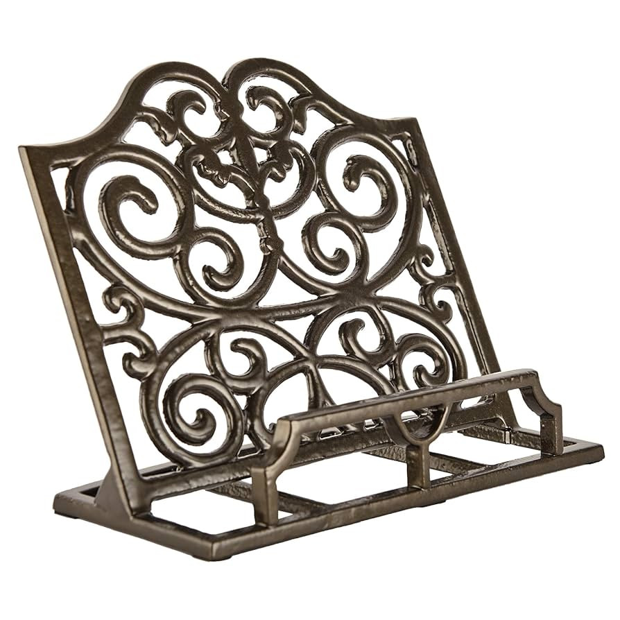 JOGREFUL Cookbook Stand, Cast Iron Heavy-Duty Recipe Book Holder, Kitchen Vintage Recipe Book Hol... | Amazon (US)