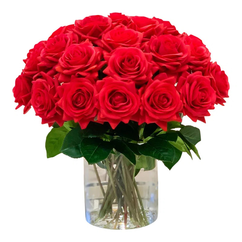Rose Arrangement in Vase | Wayfair North America