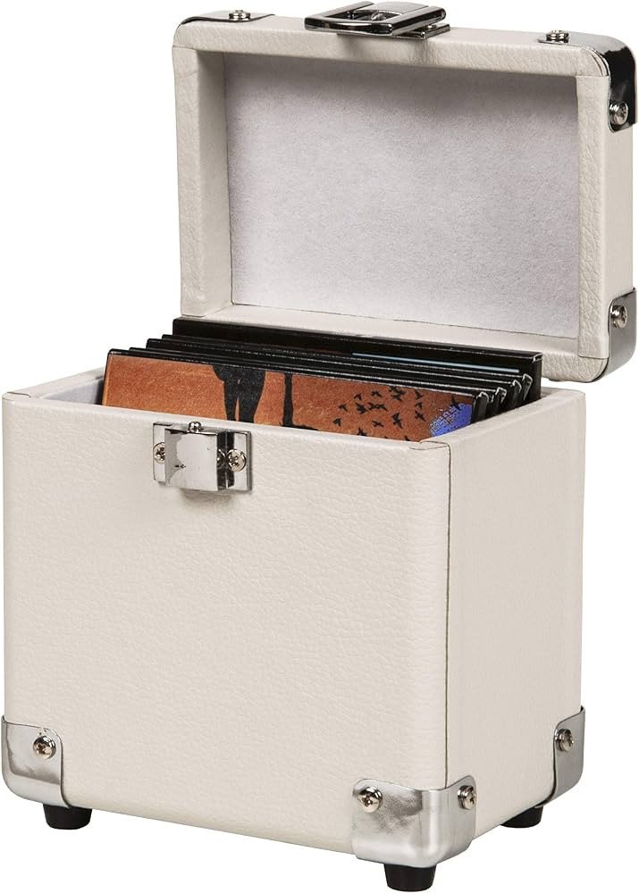 Crosley CR408A-WS Mini Record Carrier Case for 3" Vinyl Albums, White Sand | Amazon (US)