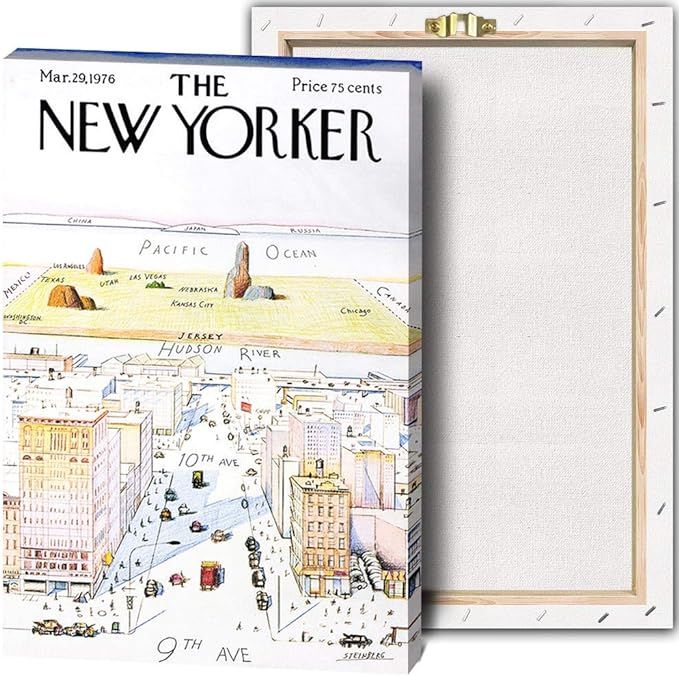 Canvas Wall Art Poster New Yorker Cover New York Map Canvas Painting Living Room Decoration Wall ... | Amazon (US)
