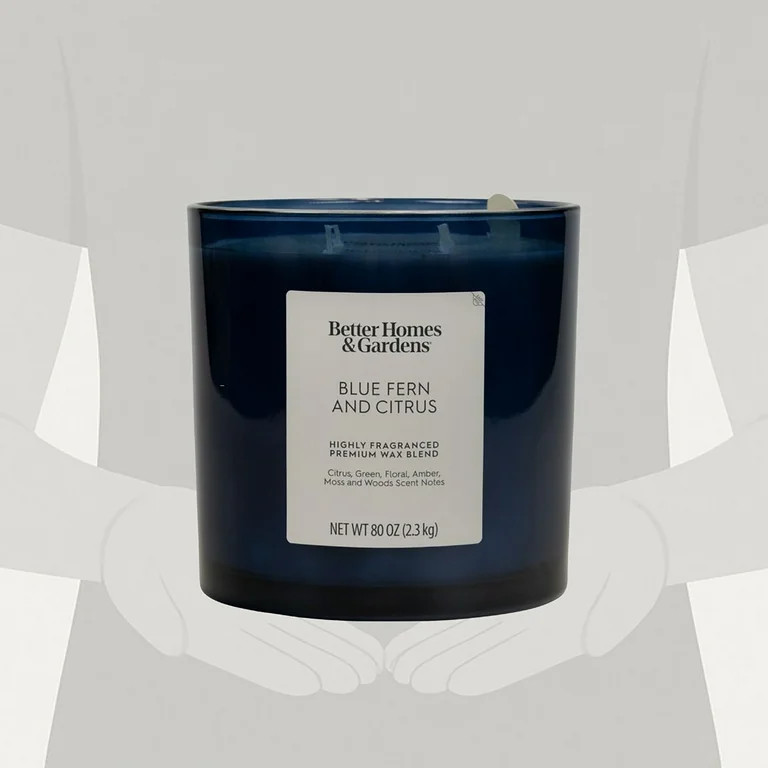 Better Homes & Gardens Blue Fern & Citrus Scented 4-Wick Large Oversized Jar Candle 80oz. | Walmart (US)