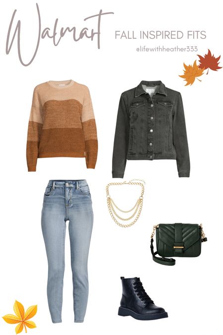 Walmart Fall Outfit Inspo

Time and Tru Women's Lightweight
Ombre Stripe Pullover

Time and Tru Women's Denim Jacket

Time and Tru Women's High Rise
Skinny Jeans

Scoop Women's 14K Gold
Flash-Plated Layered Chunk Necklace 

Time and Tru Women's Camber
Crossbody Black

Madden NYC Women's
Nappa Lace-up Moto Boots
Actual Color: Black

#LTKcurves #LTKfit #LTKSeasonal