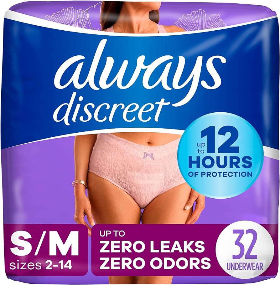 Always Discreet Adult Incontinence & Postpartum Incontinence Underwear for Women, Small/Medium, M... | Amazon (US)