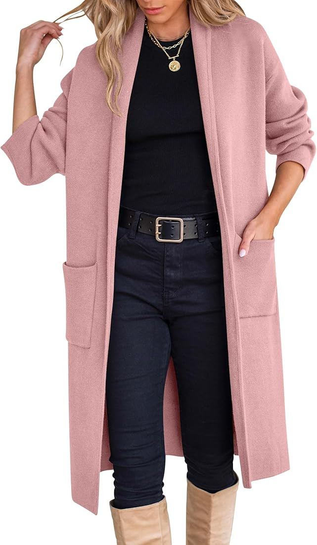 ANRABESS Women's Cardigan Long Sweater Oversized Open Front Knit Duster Coat 2024 Trendy Lady Fal... | Amazon (US)