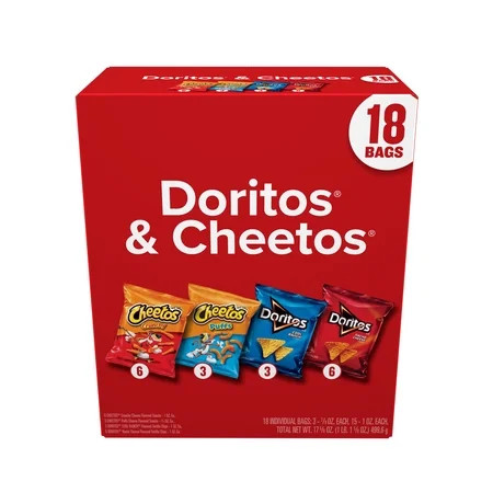 Frito Lay Doritos & Cheetos Snack Chips Mix Variety Pack, 18 Pack | Walmart (US)