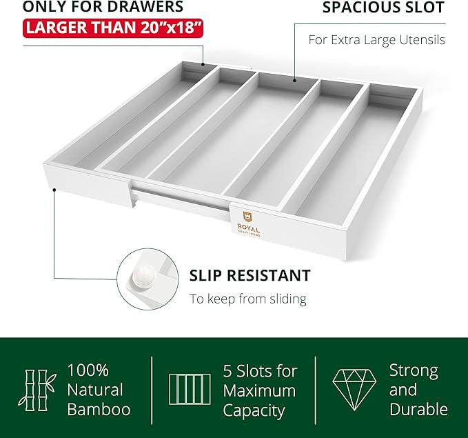 Amazon.com - Luxury Bamboo Kitchen Drawer Organizer - Expandable Utensil Organizer for Drawer - U... | Amazon (US)