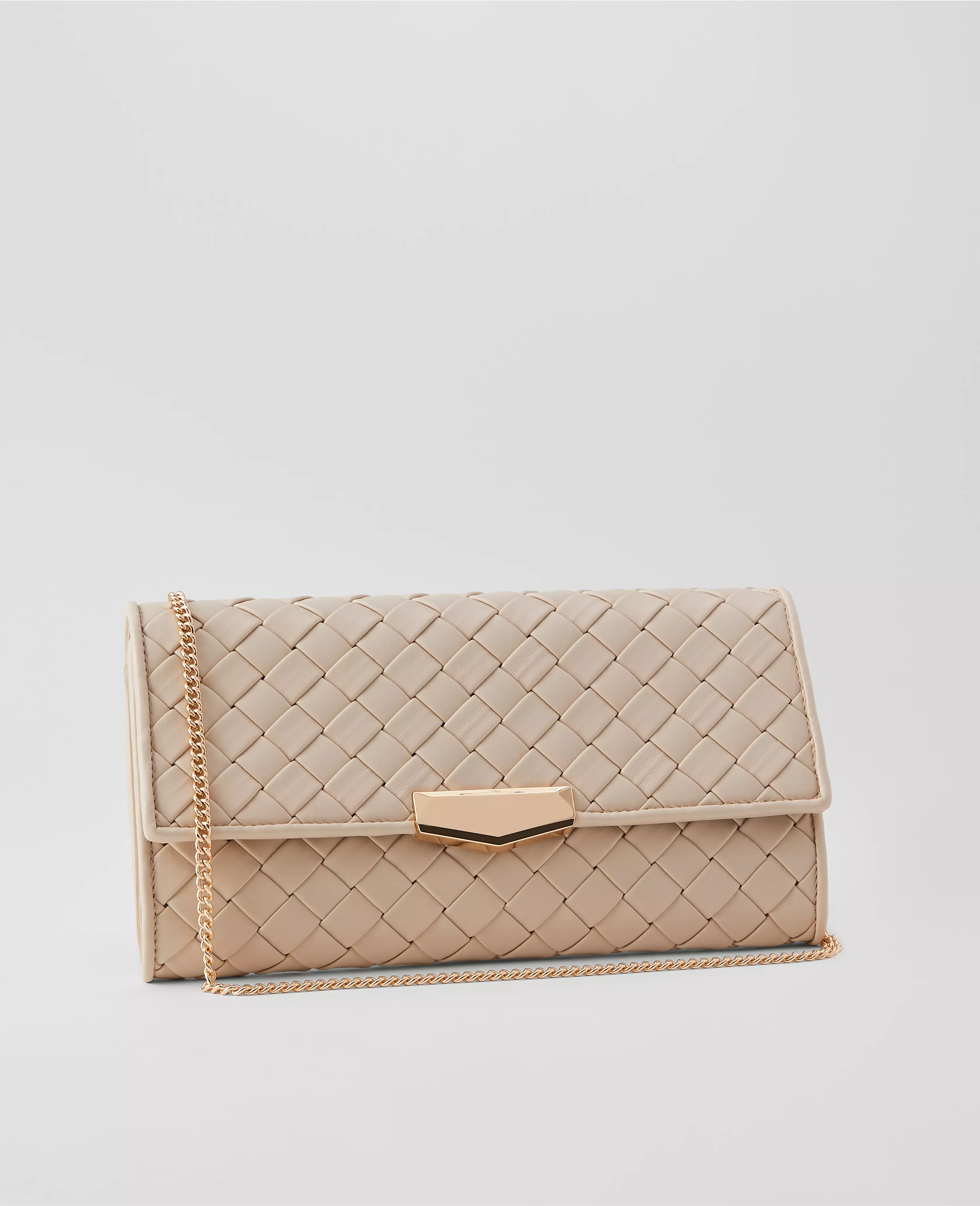 Woven Faux Leather Clutch Bag | Ann Taylor