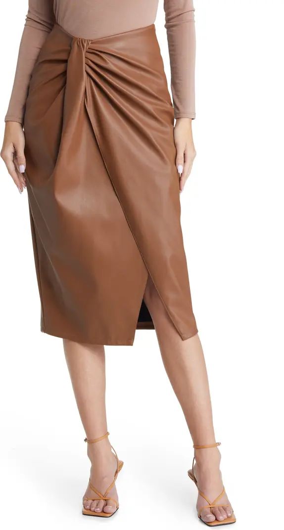 Wrap Front Faux Leather Midi Skirt | Nordstrom