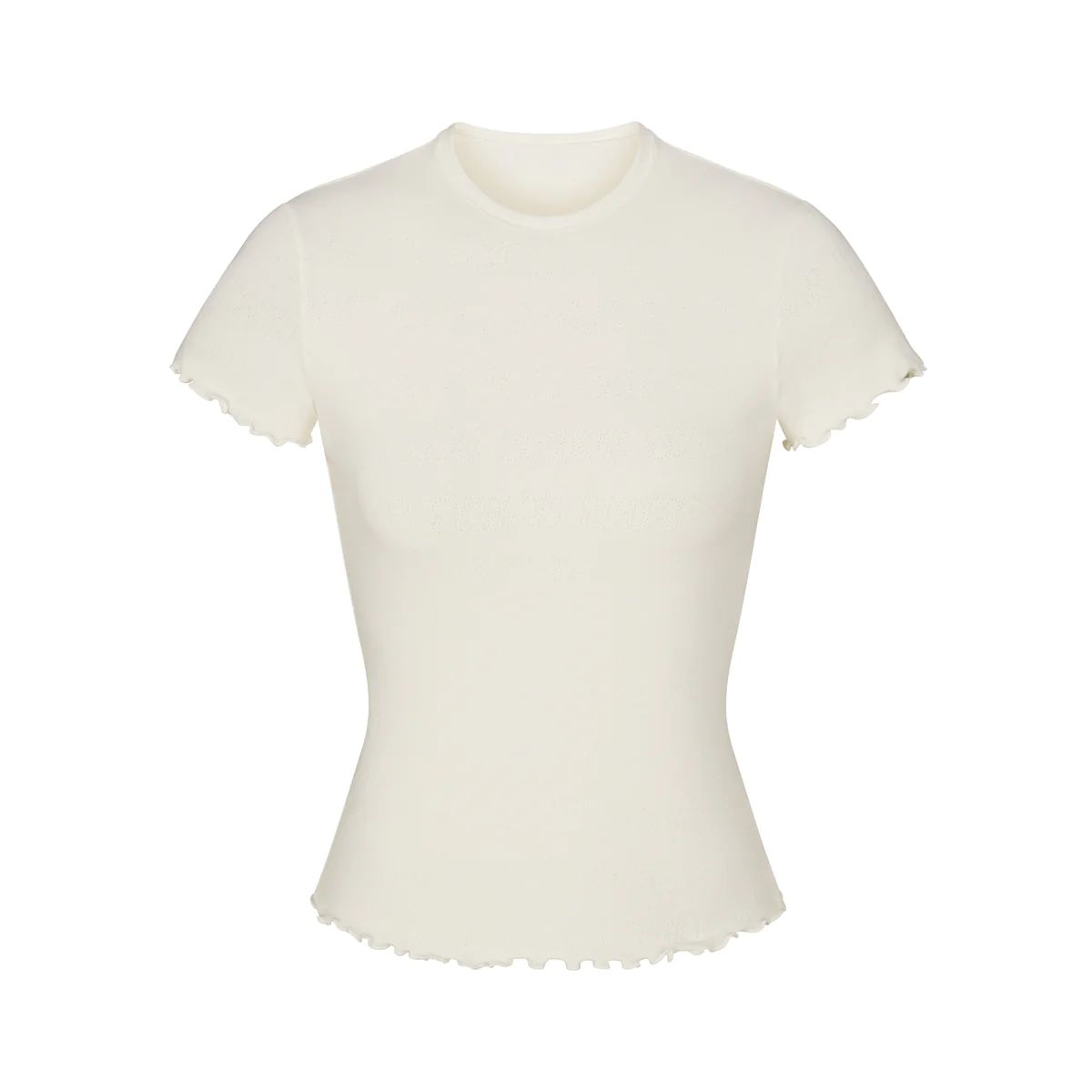 LOGO POINTELLE T-SHIRT W. RUFFLE EDGE | SKIMS (US)