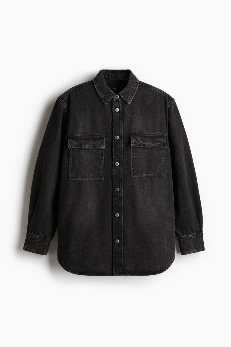 H & M - Oversized Fit Denim Shirt - Gray | H&M (US + CA)