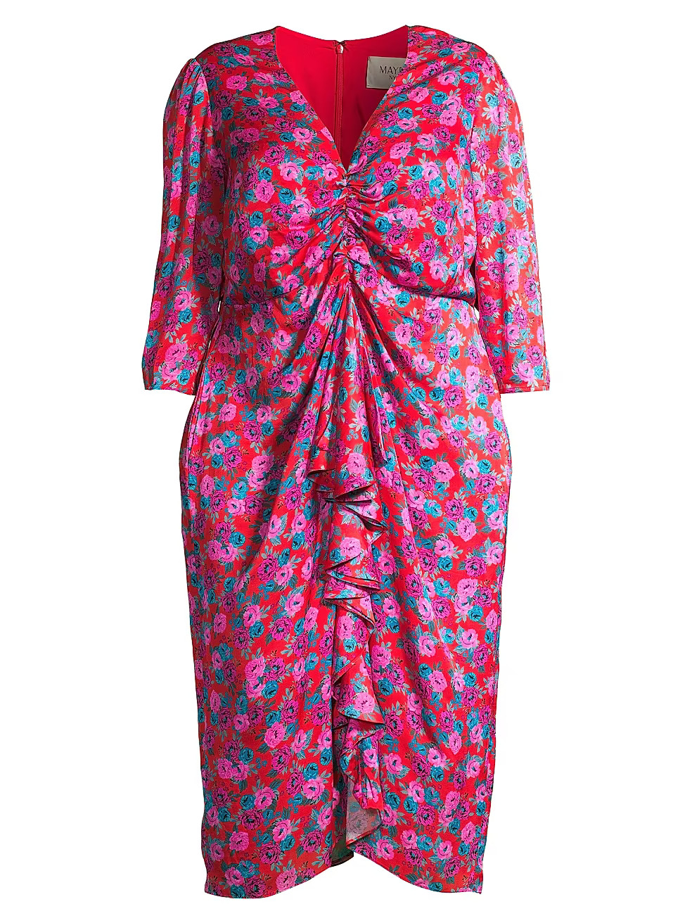 Winnie Ruffled Floral Midi-Dress | Saks Fifth Avenue