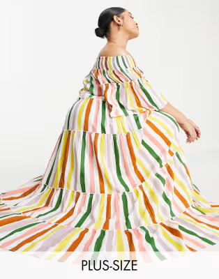 Never Fully Dressed Curve sadie stripe bardot maxi dress | ASOS (Global)